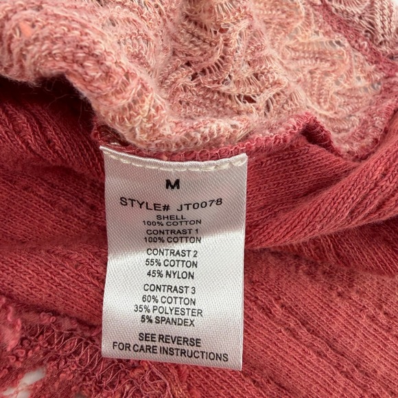 Oli & Hali Women's Hooded Sweater Coral Pink Patchwork Knit Size M - Picture 4 of 6